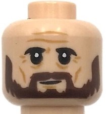 Lego New Light Nougat Minifigure Head Dual Sided Black Eyebrows Beard Crows Feet