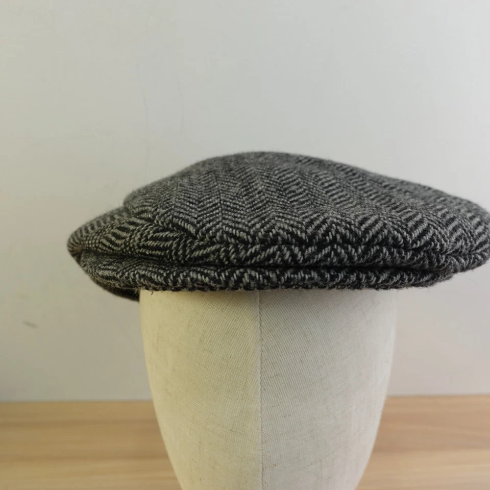 Vintage Stetson Herringbone Flat Cap Men L Black Tweed Ivy Cabbie Lined Duckbill - Image 3 of 4