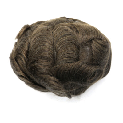 Mens Toupee Human Hair Replacement Full Poly Skin Injected PU System Wig for Men