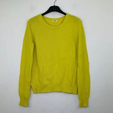 L'Agence Women's XS Sweater Yellow Solid Angora Stretch Knit Crew Pullover CG5