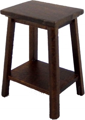 Melody Jane Dolls Houses Dark Oak Fern Stand Plant Pedestal Medium Miniature Fur