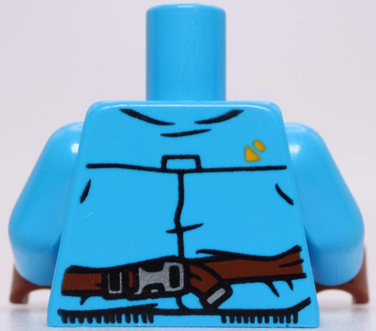 Lego Dark Azure Torso Jacket Red Collar Bright Light Orange Trim