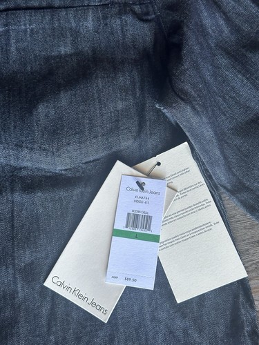 Calvin Klein Jeans Camicia Uomo Blu Denim, Moderna Casual, Taglia Large - Foto 4 di 17