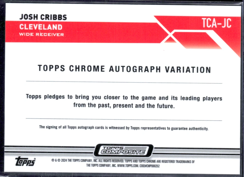Lot (2) 2023 Topps Composite Chrome Josh Cribbs Auto Refractor #TCA-JC Browns - Image 3 of 3