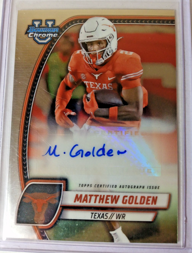 MATTHEW GOLDEN Bowman University Chrome Football Auto PA-MGO Green Bay Packers