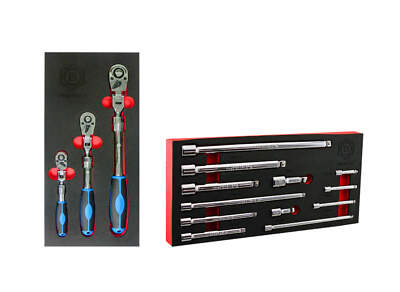 3Pc Extending Ratchet Set With Flex-Heads + Extension Bar Set - Britool Hallmark