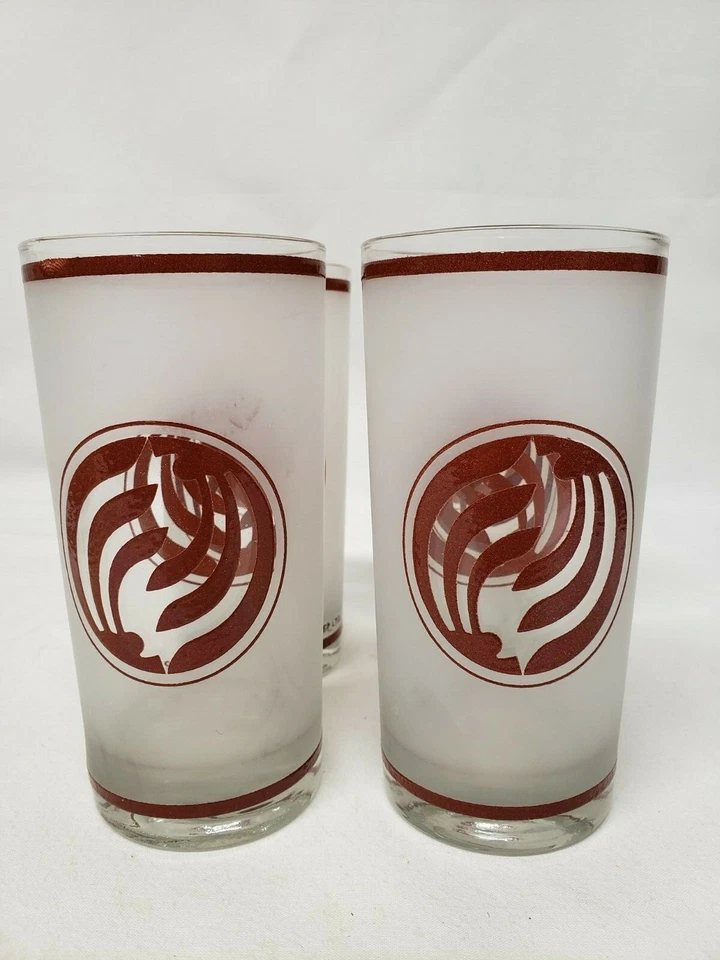 Vasos de Colección, Culver Vidrio Esmerilado con Patrón Rojo MCM Foto 2 de 4