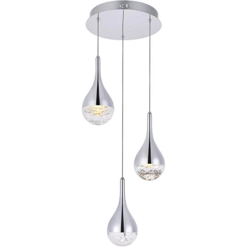 Elegant Lighting Amherst 3 Light Clear LED Pendant in Chrome - Picture 2 of 6