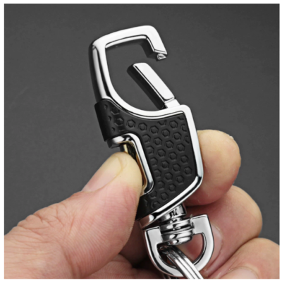 2-Pack Universal Metal Keychain With Key Rings & D-Ring - 360 Rotating Key Fob Holder For Car Keys, Black+Silver - View #7