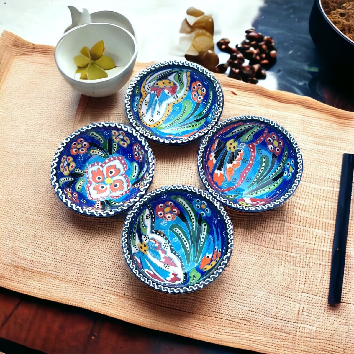 8 Pieces Ceramic Bowls & Tray Set | Breakfast Dinnerware Nuts Snack Tapas Serving Pottery - View #6