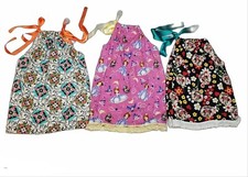 3 Disney Princess Girls 5-6 Sun Dress Lot Floral Ribbon Tie A Line Handmade