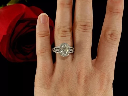 3.20 Ct Oval Cut Moissanite Women's Engagement Wedding Ring 925 Sterling Silver - Picture 7 of 7