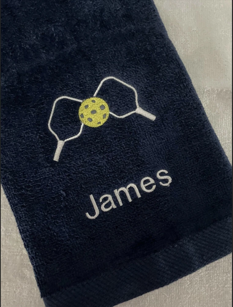 Pickleball Towel "Two Paddles", Embroidered & Personalized in Two Sizes