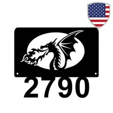Fire Dragon Address Sign – Open Number Metal Art | Made in USA by The Metal Pedd