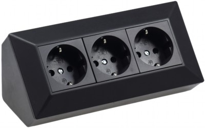 3-fach Steckdosenblock, Schwarz, 250V~/ 16A, Aufbaumontage, Delphi 22469