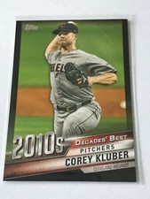 2020 Topps Series 2 COREY KLUBER Decades' Best BLACK 217/299 Indians #DB-99 