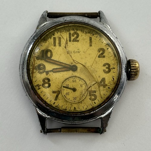 Broken 1944 Elgin Grade 580 ORD. DEPT. US Military Issued WWII Wristwatch Vtg