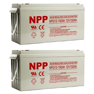 NPG12-150Ah 2Pcs Gel Deep Cycle 12V 150Ah Battery For RV Marine Solar