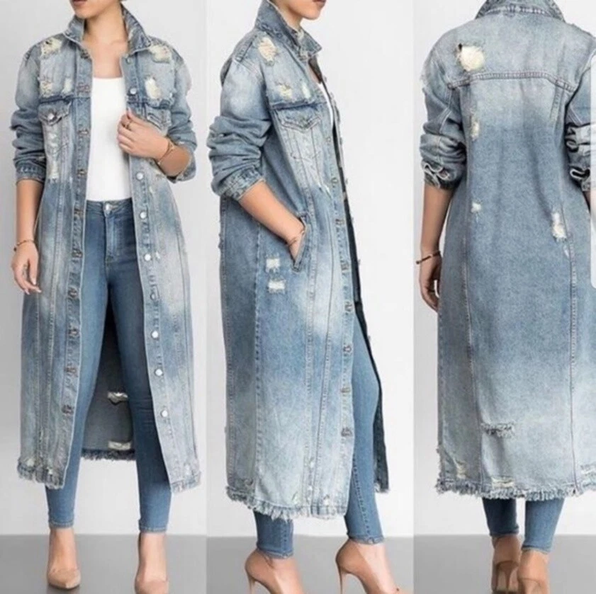 Extra long top jean jacket