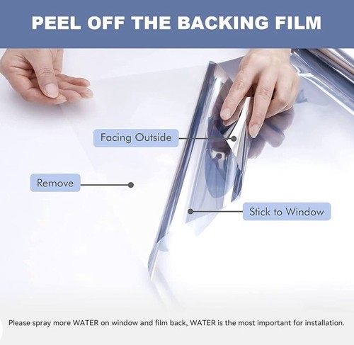 One Way Mirror Window Film Heat UV Reflective Privacy Tint Foil for Home Office - Picture 6 of 6