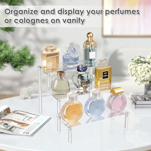 Acrylic Display Risers,Clear Display Risers Stand Small Mini Shelf 3 Tiered Cupc - Picture 5 of 12