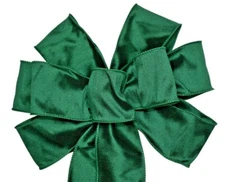 Large 10" Hand Made Emerald Green Wired Faux Silk Bow - Christmas Winter Wreath 