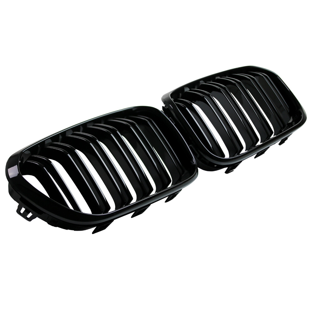 Kühlergrill Ersatz 1er Reihe Doppelsteg Kühlergrill Gitter Glänzend Schwarz Für BMW 1er Serie F20 F21 (2011-2014) BMW 1er F20 F21 Kühlergrill Schwarz