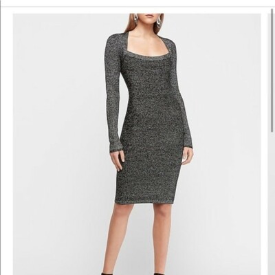 knee length dresses for ladies Fade Together Metallic Ombre Sweater Dress – VICI main image 1