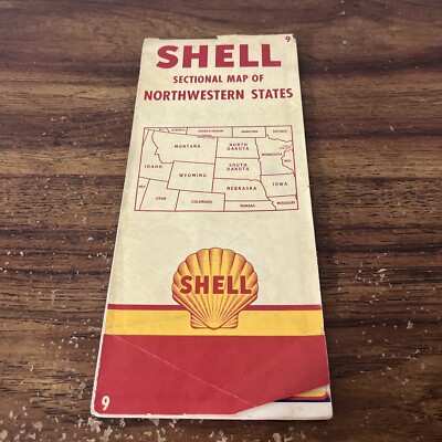 1956 Northwestern United States  road map Shell oil gas Montana MN ND SD #9
