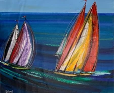 Original Acrylic Painting -Listorad -  Boats - CLEARANCE SALE