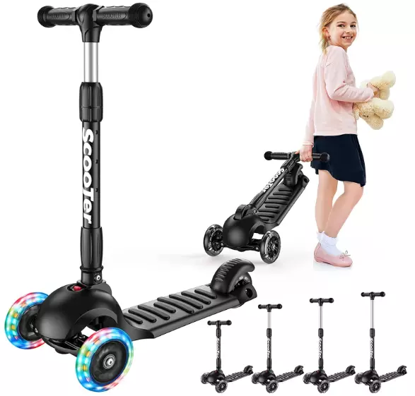 Escuter Scooter Monopatin Para Niña 3 Ruedas Plegable Acero Seguro Calidad  Negro