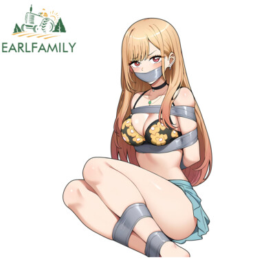 EARLFAMILY 5.1'' Marin Tied Up and Gagged Waifu Anime Car Decals Vinyl Stickers