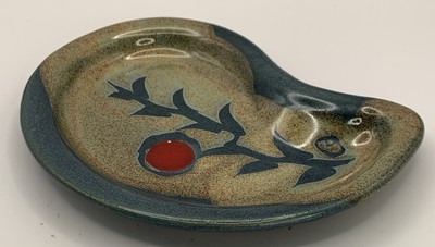 Studio Pottery Spoon Rest Trinket Dish Kidney Shape Red Clay Signed