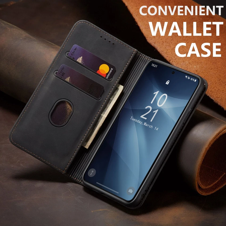 For Samsung Galaxy S25 Edge Case Filp Leather Stand Cover Privacy Tempered Glass - Image 4 of 4