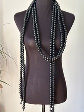Lot 2 Wooden BLACK BEADS 216" Strings Craft Supply Wood Big Jewelry Garland