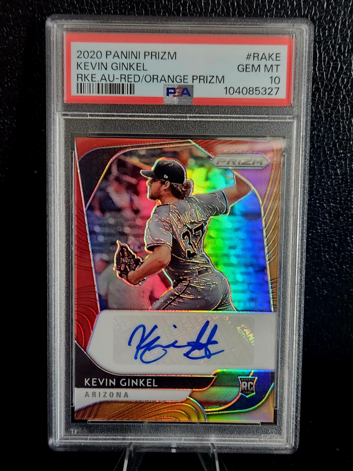 2020 PANINI PRIZM ROOKIE AUTO RED/ORANGE PRIZM KEVIN GINKEL (AU,RC) 20/25 PSA 10