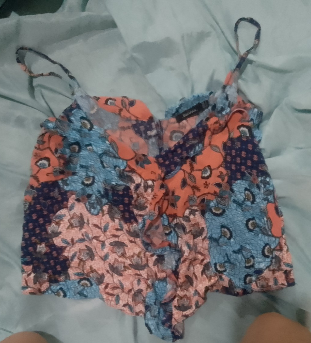 Women's Bershka Patchwork Pattern Cropped Super C… - image 1