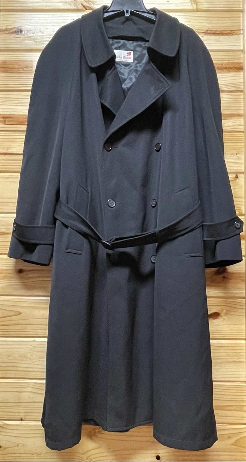 Stanley Blacker VTG Black Trench Coat Mens XXL Wool Lining Dbl Breasted Belt USA - product detail image 2
