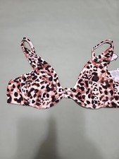 NWT TIME AND TRU Watercolor Cheetah Print Underwire Bikini Top; Sz L 12-14 