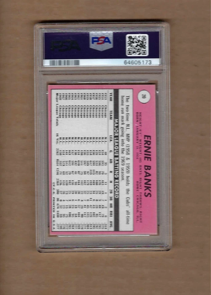 Ernie Banks 1969 Topps #20 PSA 9 Foto 2 de 2