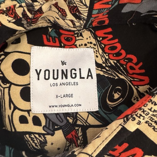 YoungLA Comic Book Mens Button Down Long Sleeve Shirt XL Graphic Pop Art Style - Picture 8 of 10