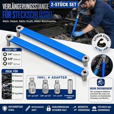 2XVerlängerungsschlüssel Ratschenschlüssel Offset Extension Wrench Werkzeug 1/2''