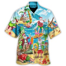 Christmas In July Santa Claus Surfing And Enjoy Summer Beach 8211 Hawaiian Shirt