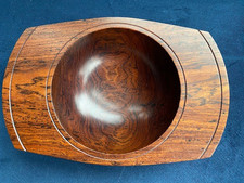 Vtg Artisan handcrafted Cordia wood bowl MCM Signed TOM LASER Studio Art