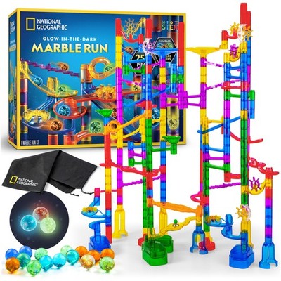Marble Run 250 Piece Glow in Dark Glass Marbles STEM Toy National Geographic