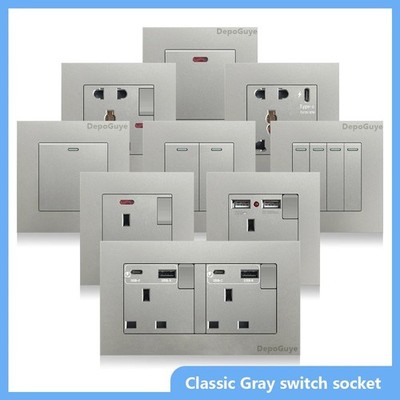 UK 13A Doppelsteckdose USB Typ C 18W Fast Charge 2 Wege Schalter