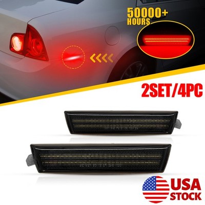 4x Rear Smoked Lens LED Side Marker Lights Red For Chevrolet Malibu 2008 09-2012