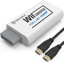 PORTHOLIC Wii to HDMI Converter 1080P for Full HD Device White Adapter