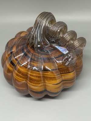 Glass Pumpkin Swirled Stem - Glittery