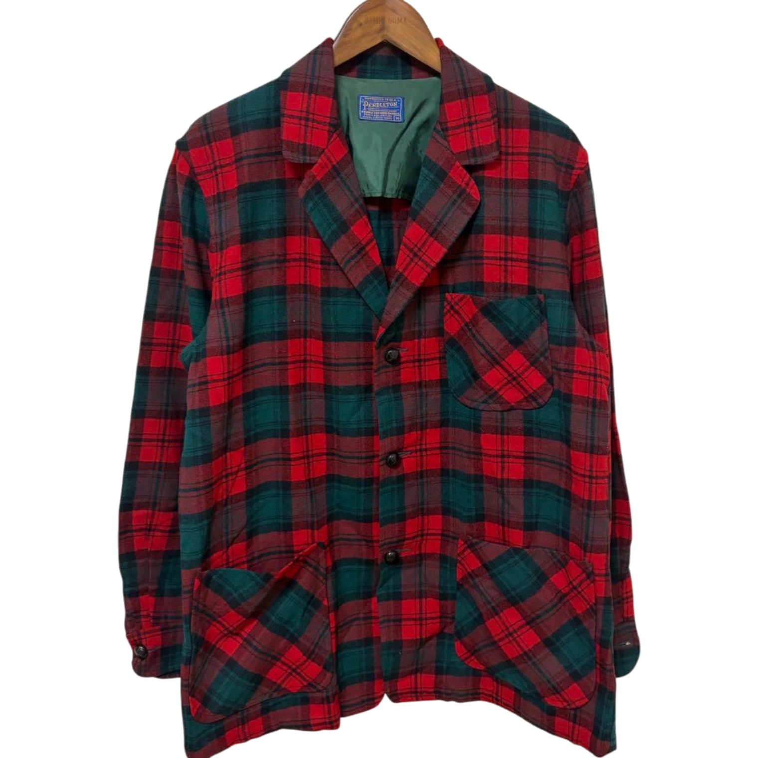 Pendleton Wool Tailored Jacket Vintage Check Red/… - image 1